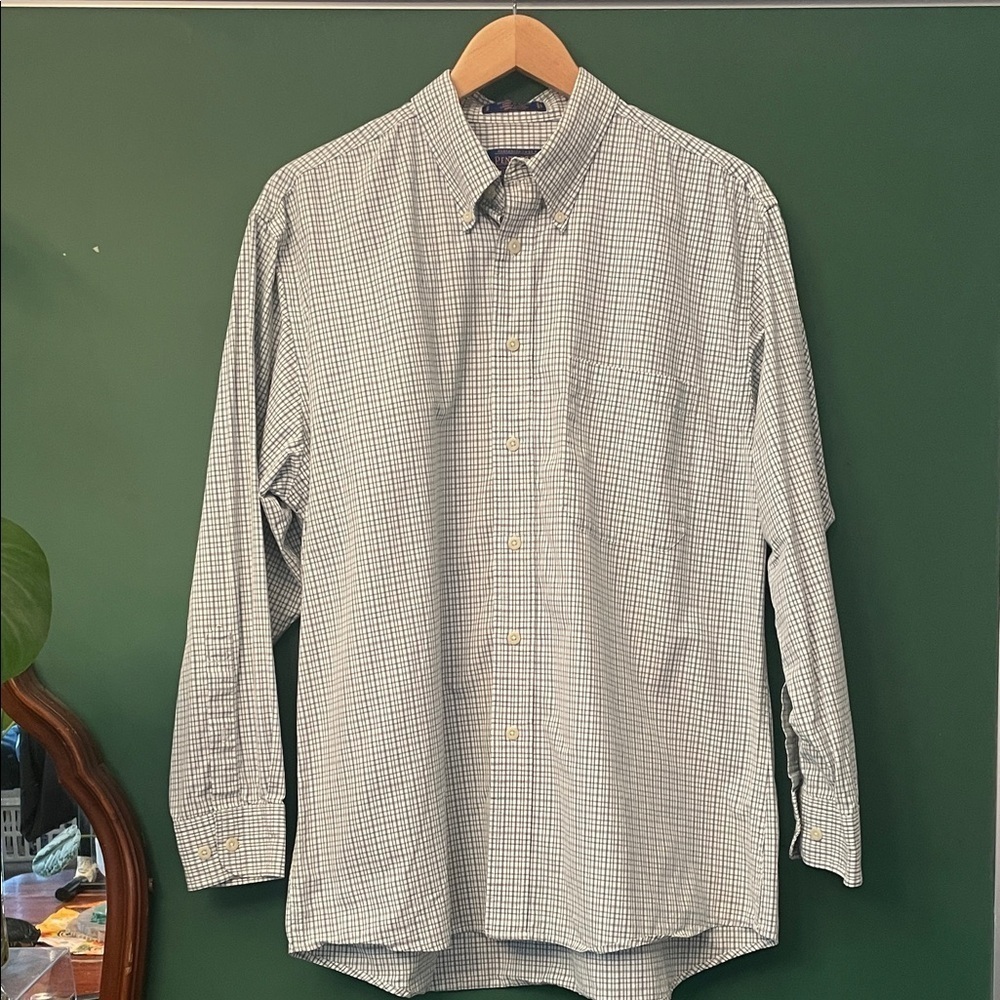 Pendleton Broadway Cloth Mens L Blue and White Checkered Button-Down Shirt